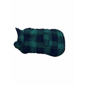 Green Navy Buffalo Plaid Quilted Dog Vest XS Padded Pet Jacket‎ with Pocket
